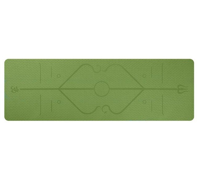 Non Slip TPE Yoga Mat with Position Line for Beginners 6mm Thick