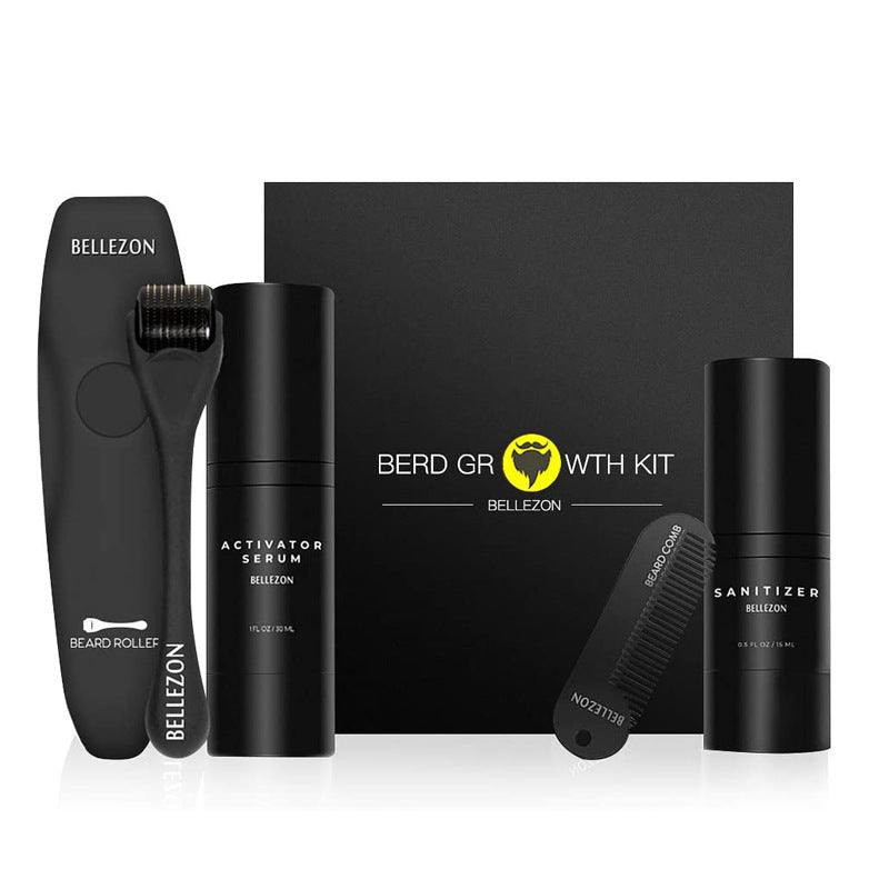 Beard Growth Liquid Care Kit with Microneedle Roller & Comb