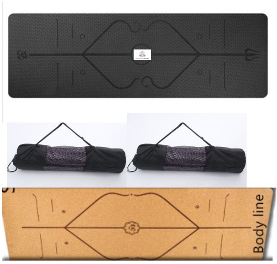 Non Slip TPE Yoga Mat with Position Line for Beginners 6mm Thick