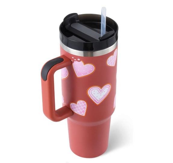 40oz Stainless Steel Tumbler with Handle Straw Insulated Travel Mug