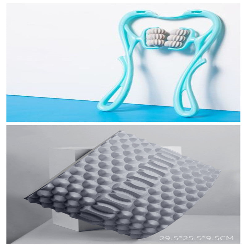 6-Roller Neck Massager with Natural Jade Scraping Board, Unisex