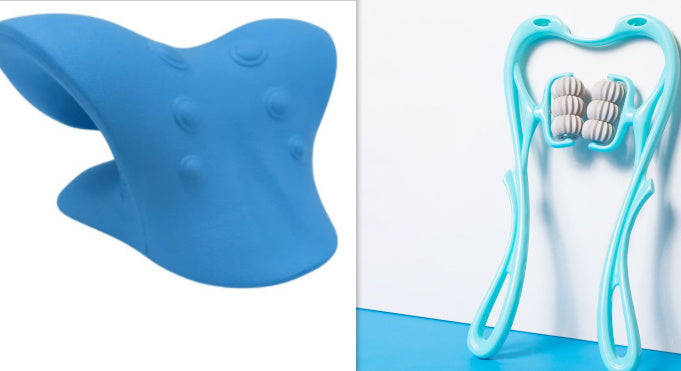 6-Roller Neck Massager with Natural Jade Scraping Board, Unisex