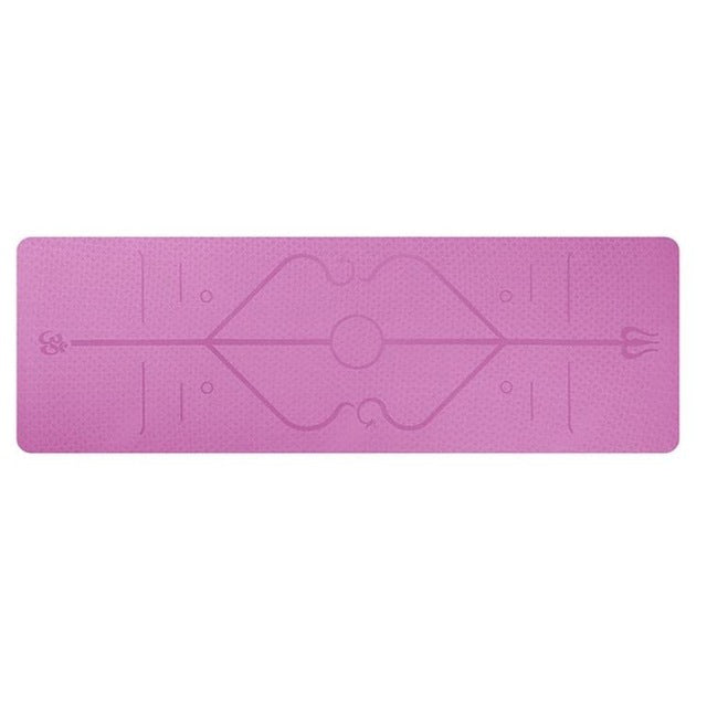 Non Slip TPE Yoga Mat with Position Line for Beginners 6mm Thick