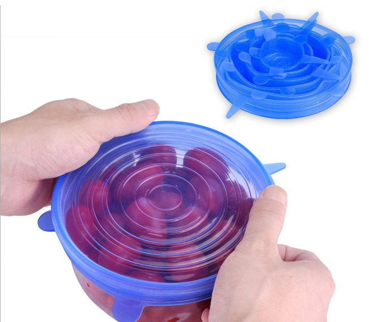 6-Piece Stretch Silicone Lids Reusable Food Covers BPA-Free Set