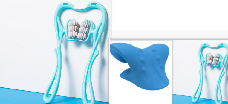 6-Roller Neck Massager with Natural Jade Scraping Board, Unisex