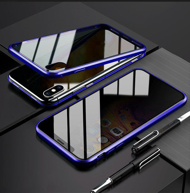 Anti-Peep Magnetic Privacy Glass Phone Case for iPhone Protection
