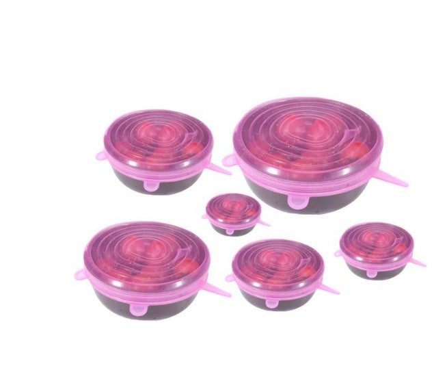 6-Piece Stretch Silicone Lids Reusable Food Covers BPA-Free Set