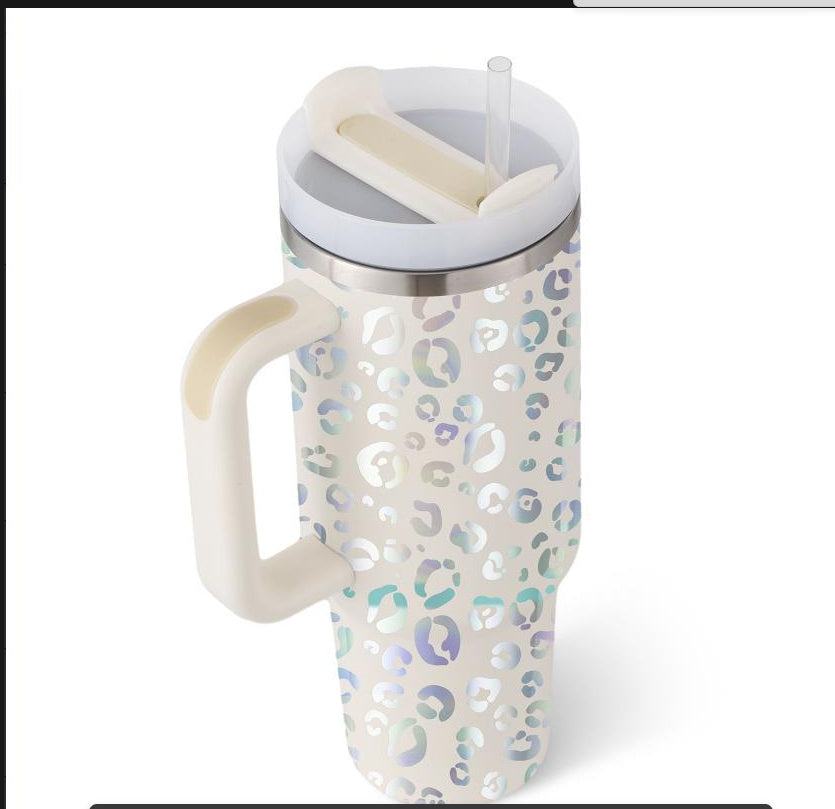 40oz Stainless Steel Tumbler with Handle Straw Insulated Travel Mug