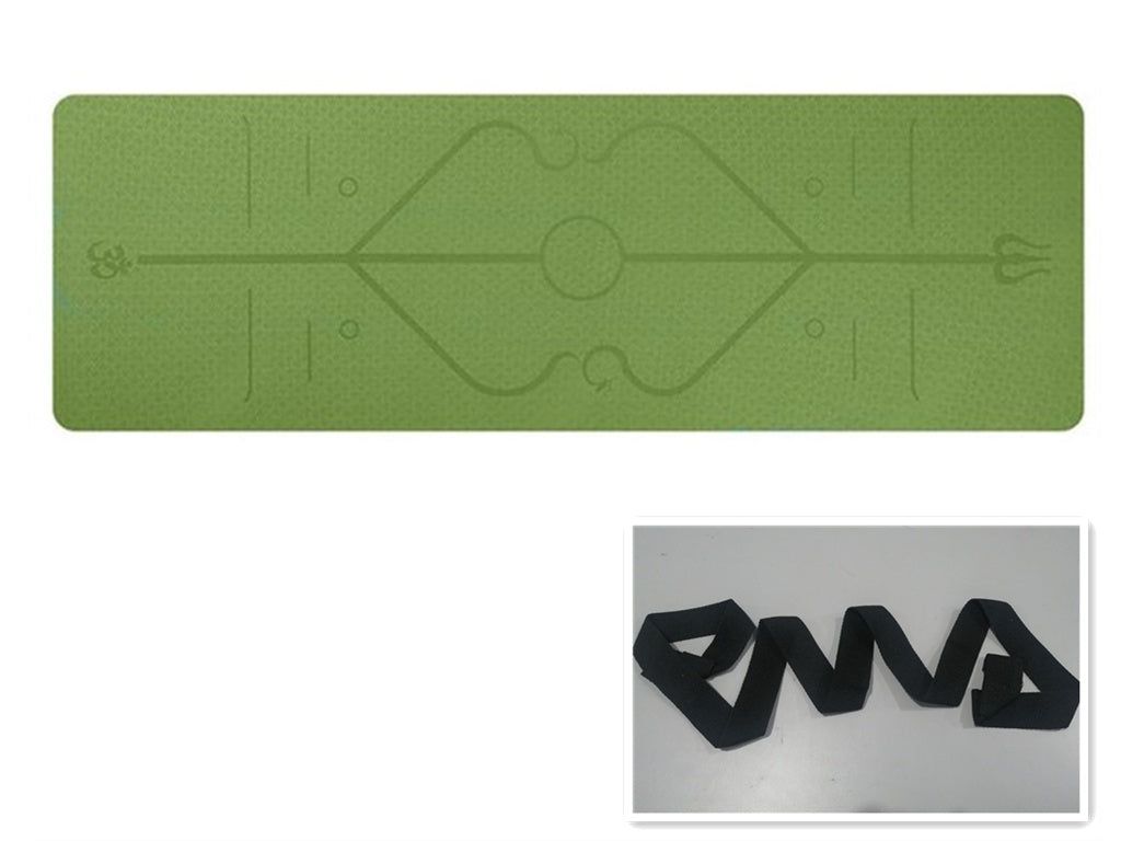 Non Slip TPE Yoga Mat with Position Line for Beginners 6mm Thick