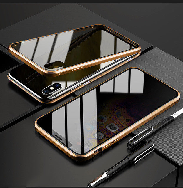 Anti-Peep Magnetic Privacy Glass Phone Case for iPhone Protection