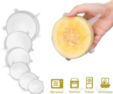 6-Piece Stretch Silicone Lids Reusable Food Covers BPA-Free Set