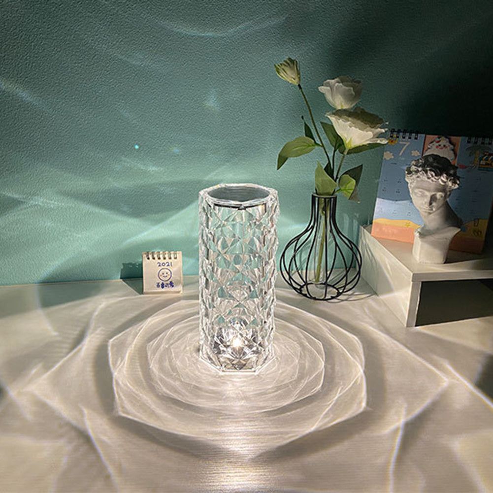 Crystal Lamp – USB Touch Dimming Night Light & Rose Projector