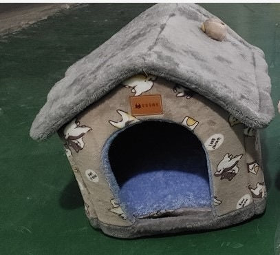 Foldable Dog House & Cat Bed Warm Winter Pet Nest Kennel Cave