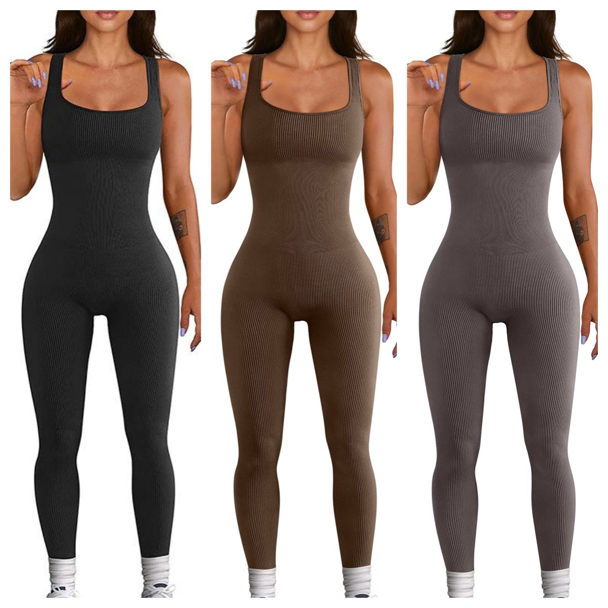 Women’s Suspender Tank Top Tights Long Sleeve Spandex Leisure Wear
