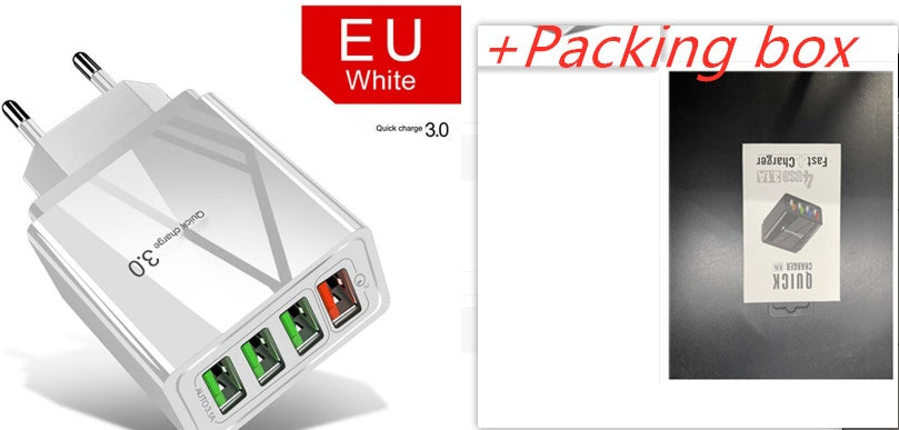 Illuminated 4 USB Mobile Charger 30W 3A Fast Charging Adapter