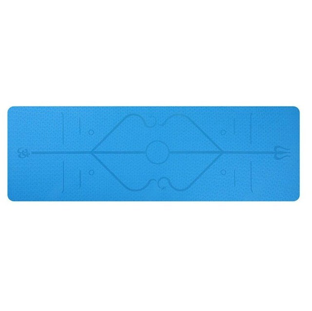 Non Slip TPE Yoga Mat with Position Line for Beginners 6mm Thick