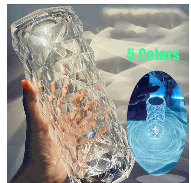 Crystal Lamp – USB Touch Dimming Night Light & Rose Projector
