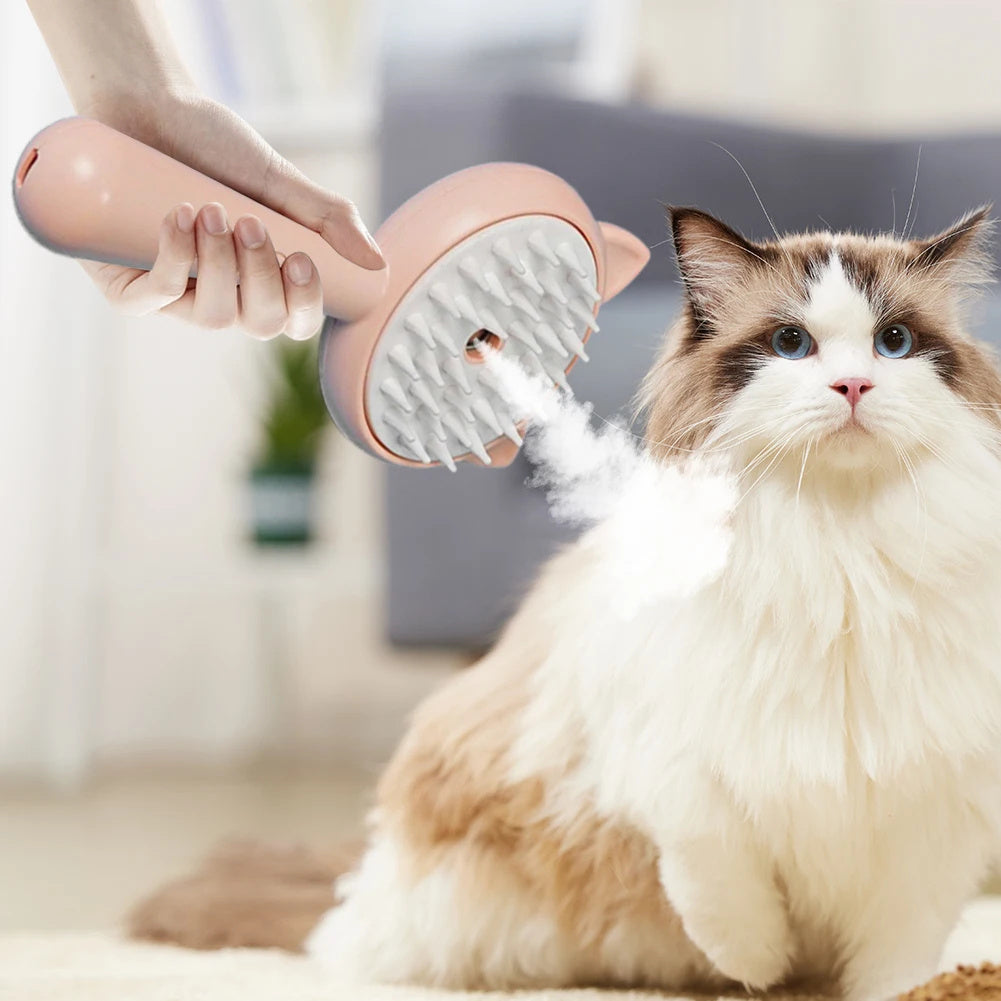Hair Cleaning Brush With Mist Multifunctional Cat Grooming Brush Rechargeable Se