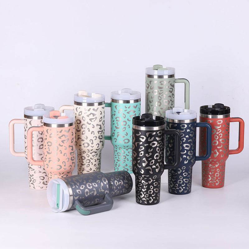 40oz Stainless Steel Tumbler with Handle Straw Insulated Travel Mug