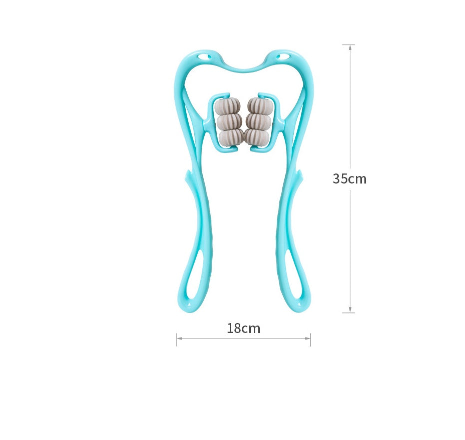 6-Roller Neck Massager with Natural Jade Scraping Board, Unisex