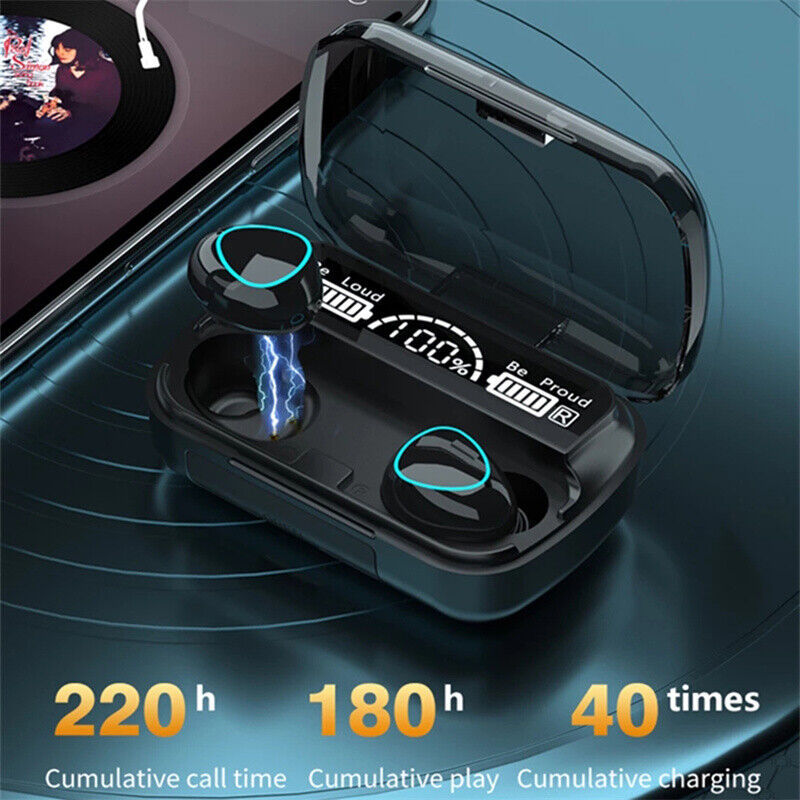 TWS Wireless 5.1 Bluetooth Earbuds with LED Display & Waterproof
