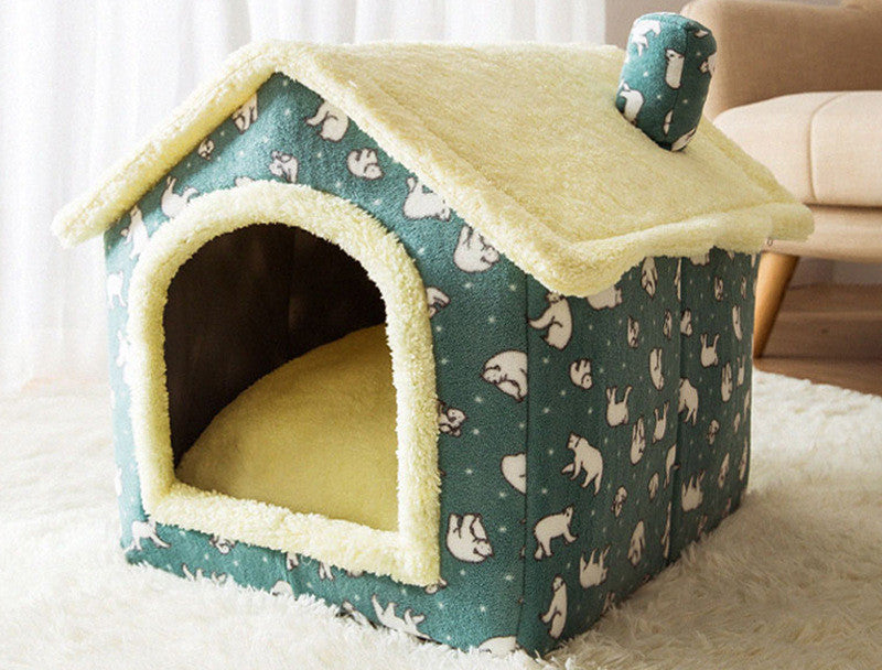 Foldable Dog House & Cat Bed Warm Winter Pet Nest Kennel Cave