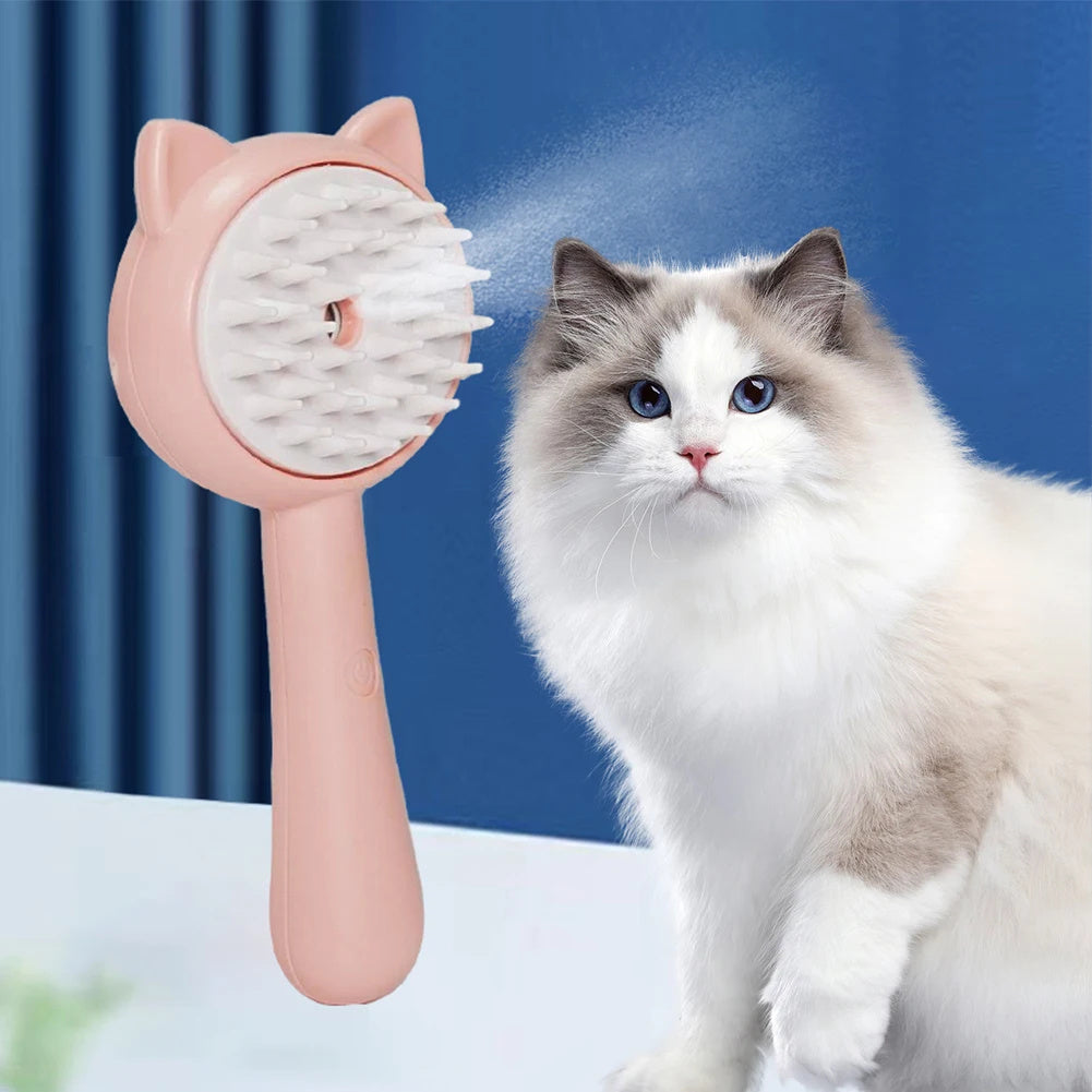 Hair Cleaning Brush With Mist Multifunctional Cat Grooming Brush Rechargeable Se