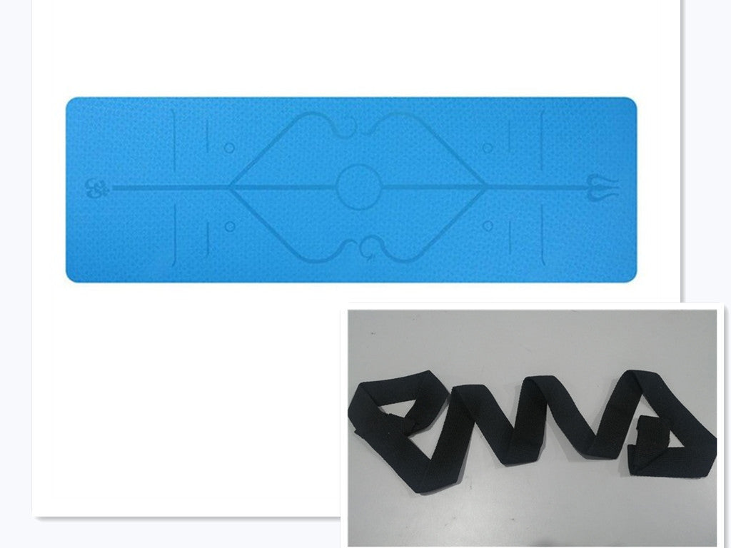 Non Slip TPE Yoga Mat with Position Line for Beginners 6mm Thick