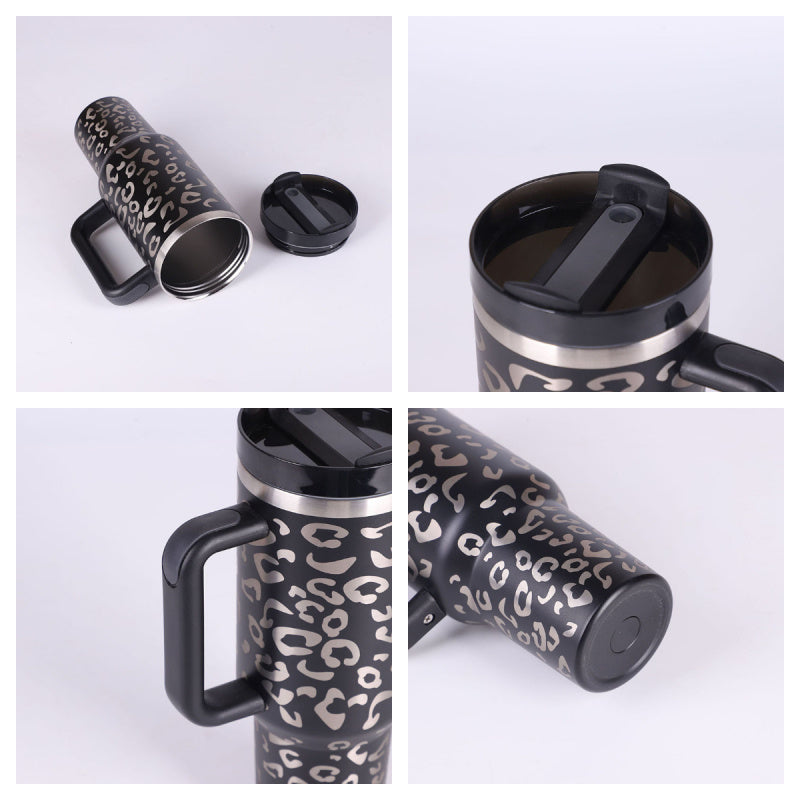40oz Stainless Steel Tumbler with Handle Straw Insulated Travel Mug