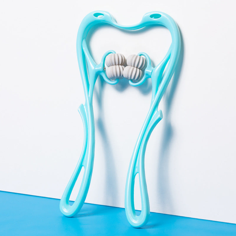 6-Roller Neck Massager with Natural Jade Scraping Board, Unisex