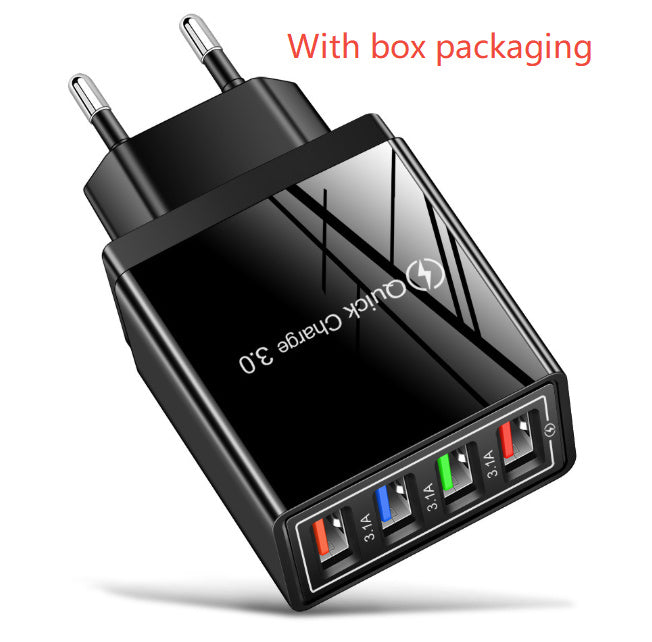 Illuminated 4 USB Mobile Charger 30W 3A Fast Charging Adapter
