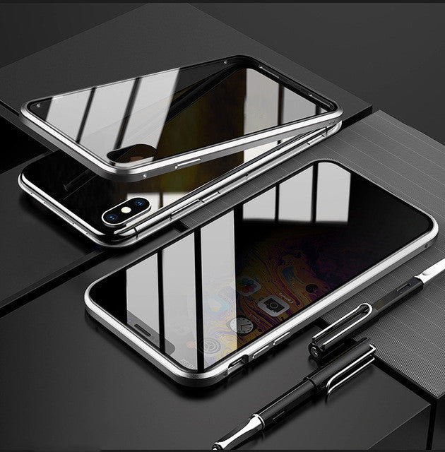 Anti-Peep Magnetic Privacy Glass Phone Case for iPhone Protection