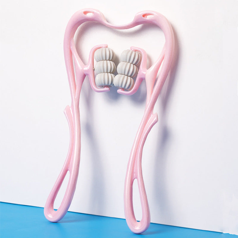 6-Roller Neck Massager with Natural Jade Scraping Board, Unisex