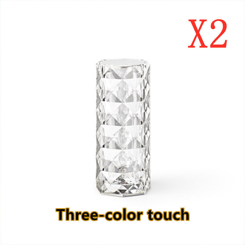 Crystal Lamp – USB Touch Dimming Night Light & Rose Projector