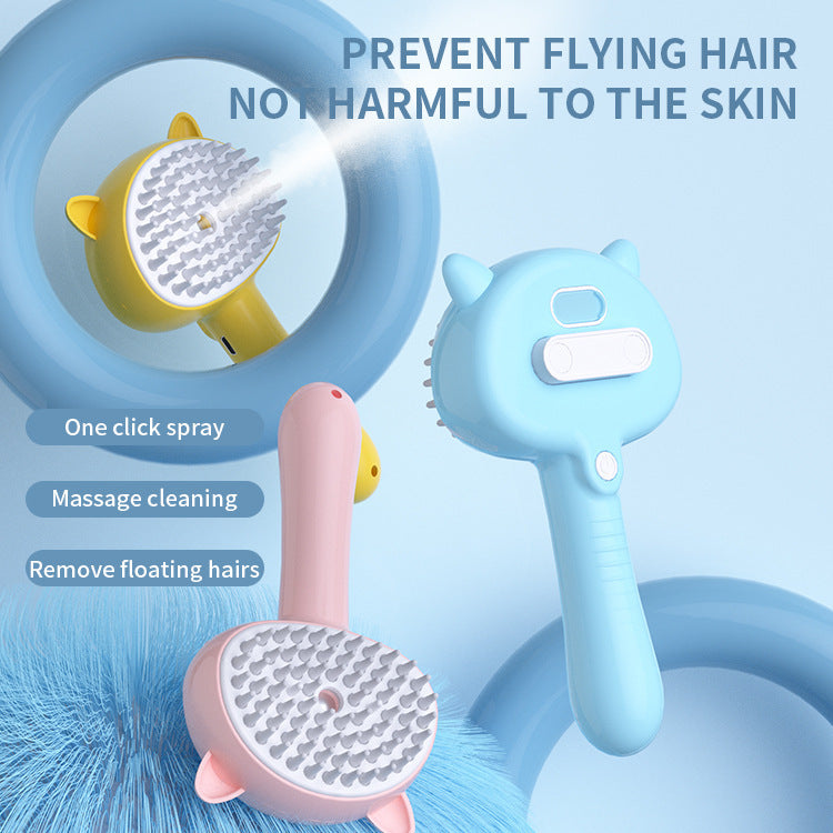 Hair Cleaning Brush With Mist Multifunctional Cat Grooming Brush Rechargeable Se